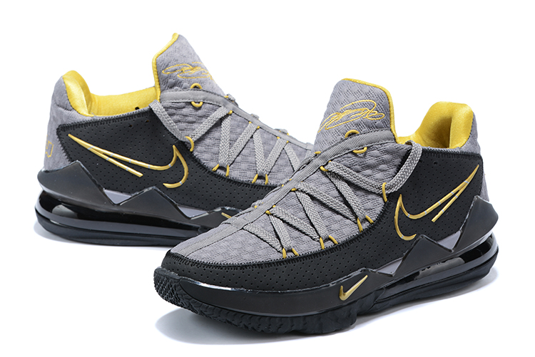 2020 Nike Lebron James 17 Low Grey Black Yellow - Click Image to Close